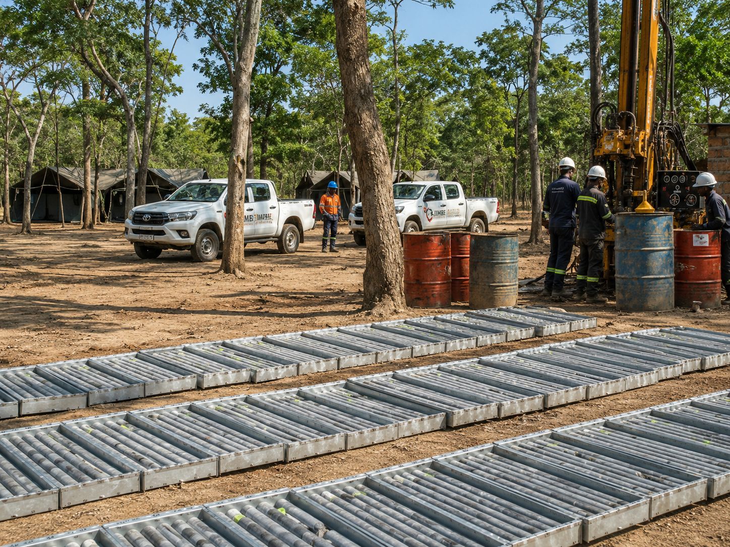 Low-footprint exploration camp within Zambian miombo woodland