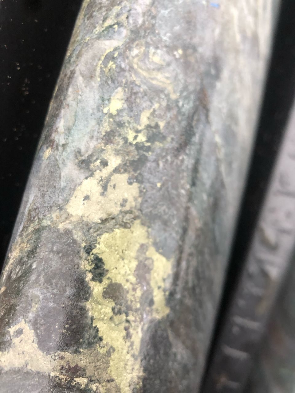 Illustrative photograph of chalcopyrite and pyrite mineralisation in drill core